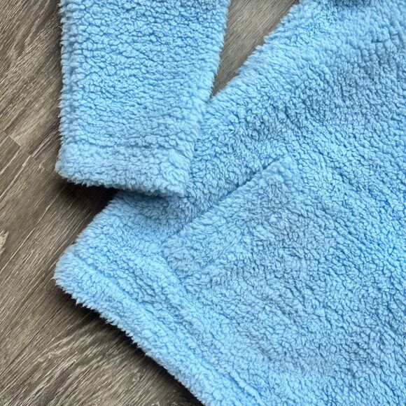 BODEN Sweatshirt Fleece Pullover 1/2 Button-up Sherpa SZ 4 Women’s Small Blue - Picture 3 of 5